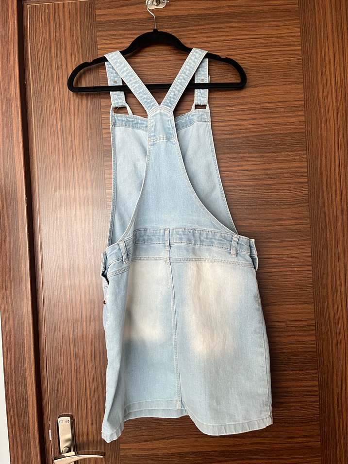 Mavi  Düğmeli Denim Kız çocuk Elbise - Görsel 2