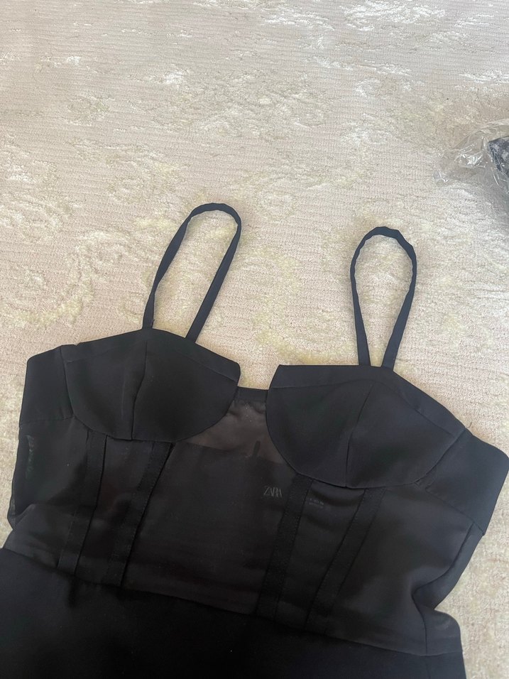 Zara Siyah Midi Elbise - Görsel 4