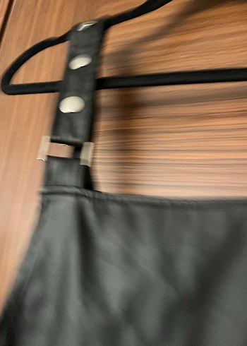 Tokalı Siyah Deri Midi Tulum - Görsel 3