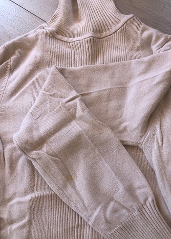 Bej Kadın Boğazlı Triko Kazak - Görsel 2