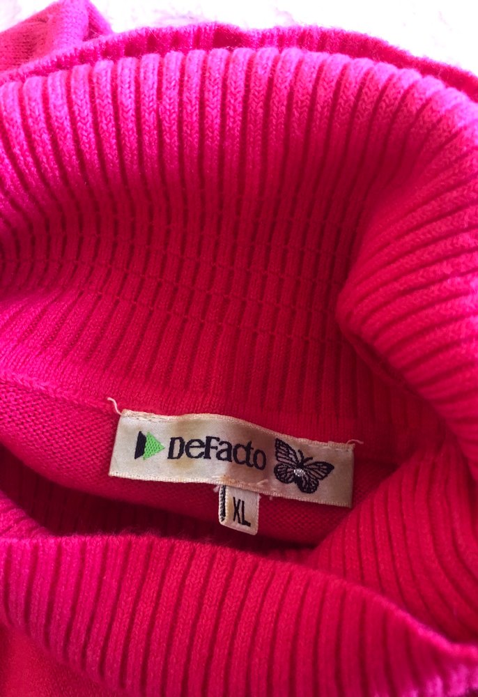 Pembe Kadın Boğazlı Triko Kazak - Görsel 4