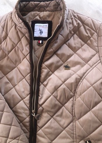 Bej Kapitone Kadın Mont, Fermuarlı, Normal Boy - Görsel 2