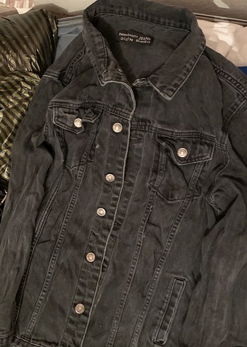 Düğmeli Siyah Kadın Kot Ceket - Görsel 2