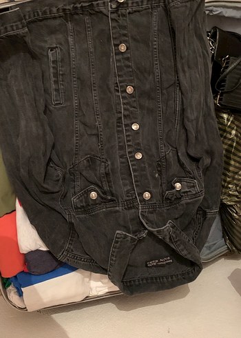 Düğmeli Siyah Kadın Kot Ceket - Görsel 3