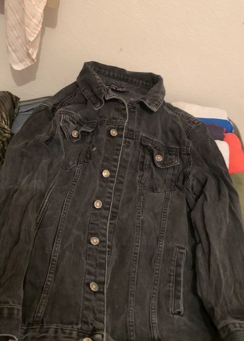 Düğmeli Siyah Kadın Kot Ceket - Görsel 4