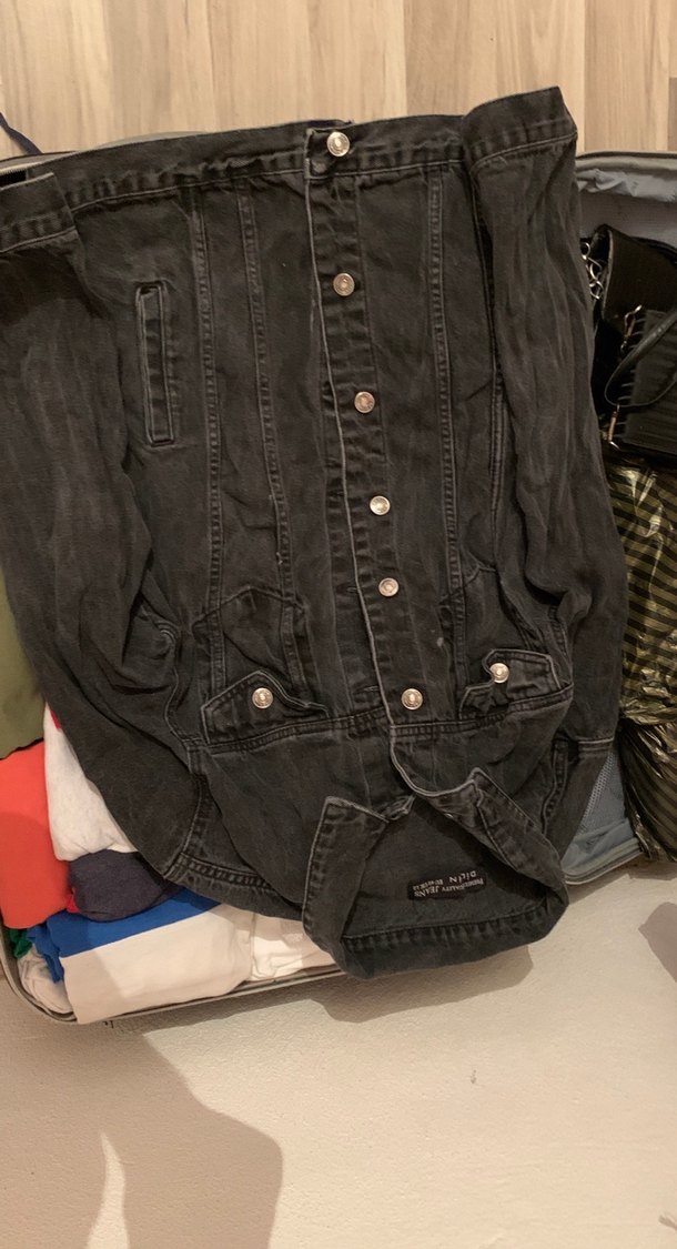 Düğmeli Siyah Kadın Kot Ceket - Görsel 3