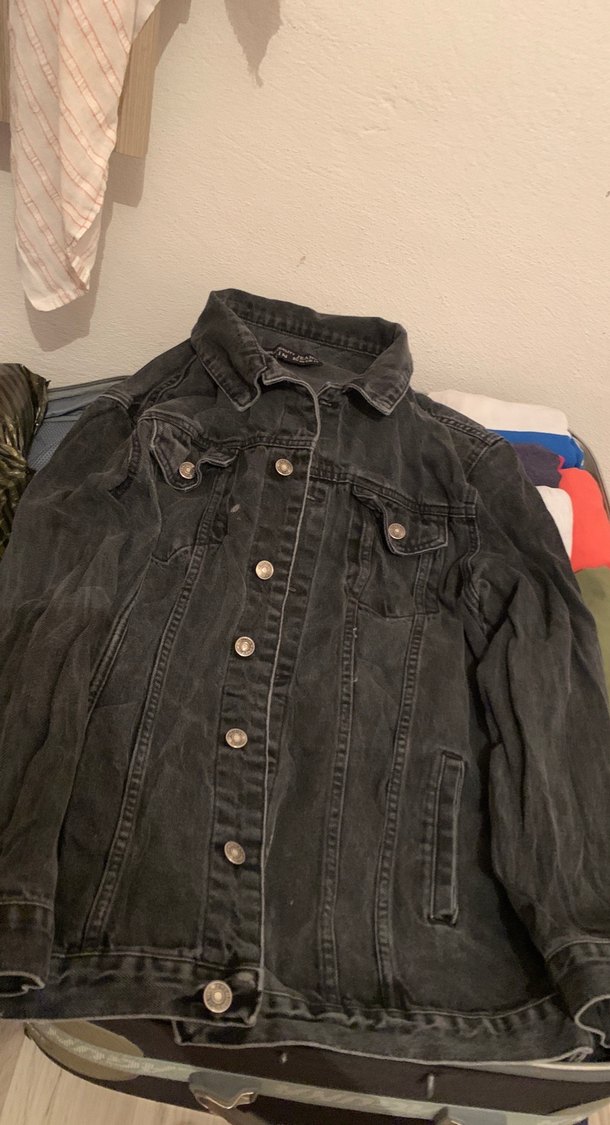 Düğmeli Siyah Kadın Kot Ceket - Görsel 4