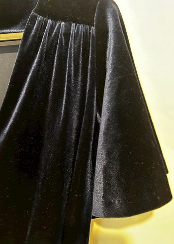 Bershka Lacivert V Yakalı Mini Kadife Elbise - Görsel 3