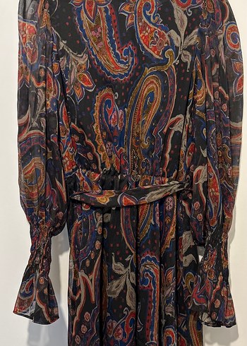 ZARa Bohem Yüksek Yaka Kemerli Mini Elbise - Görsel 7