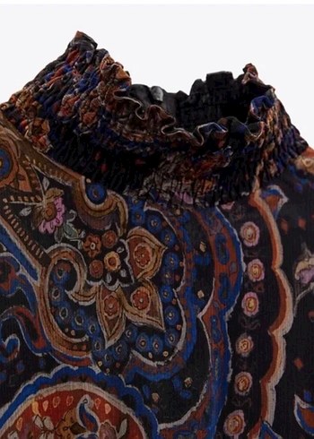 ZARa Bohem Yüksek Yaka Kemerli Mini Elbise - Görsel 3