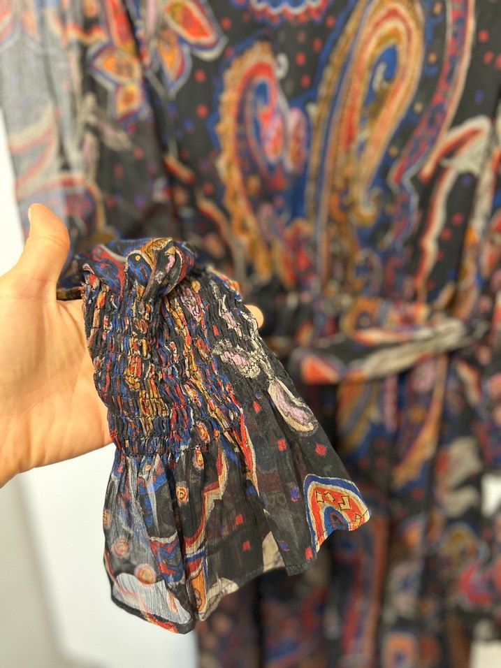 ZARa Bohem Yüksek Yaka Kemerli Mini Elbise - Görsel 5