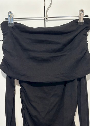 Zara Siyah Straplez Uzun Kollu Bluz - Görsel 3