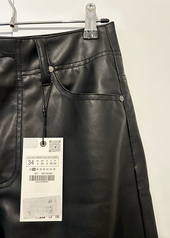 Zara Kadın Siyah Deri Pantolon - Görsel 2