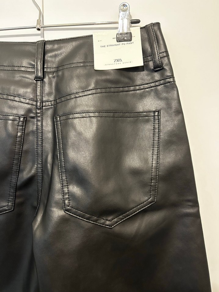 Zara Kadın Siyah Deri Pantolon - Görsel 4
