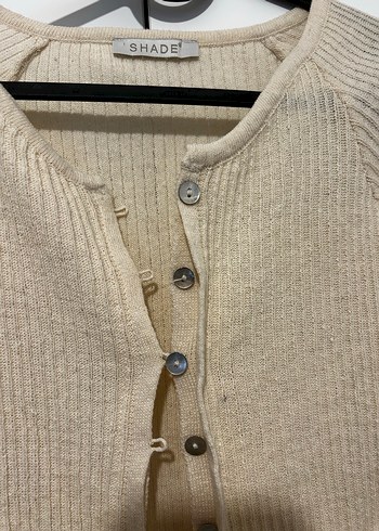 Bej Düğmeli Triko Kadın Hırka - Görsel 4