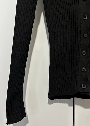 Düğmeli Siyah Kadın Triko Gömlek - Görsel 4