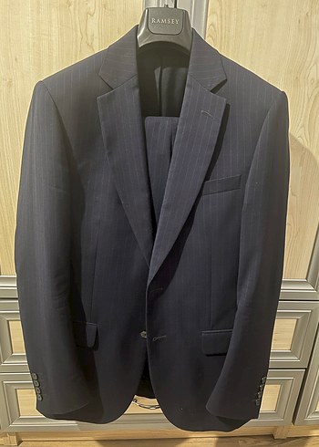 Laciverti Çizgili Erkek Ofis Takım Elbise Ceketi - Görsel 3