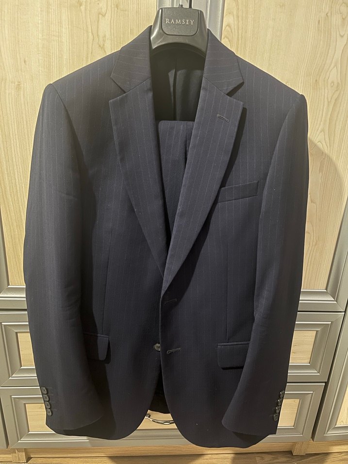 Laciverti Çizgili Erkek Ofis Takım Elbise Ceketi - Görsel 3