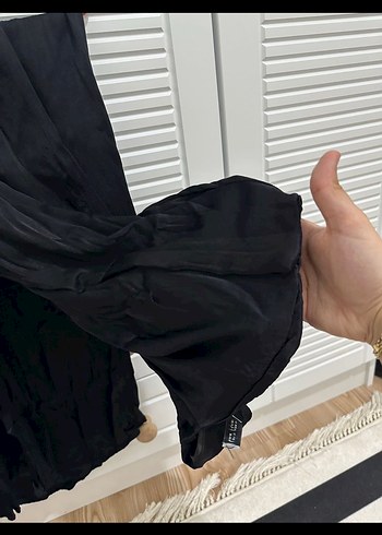 Siyah Kadın Saten Kumaş Pantolon - Görsel 4