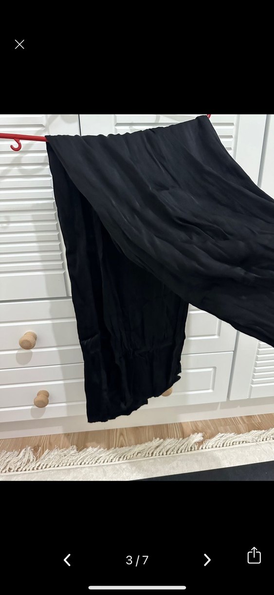 Siyah Kadın Saten Kumaş Pantolon - Görsel 3