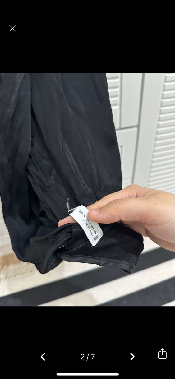 Siyah Kadın Saten Kumaş Pantolon - Görsel 2