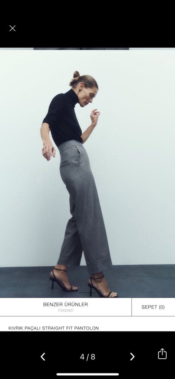 Zara Gri Kadın Kumaş Pantolon - Görsel 3