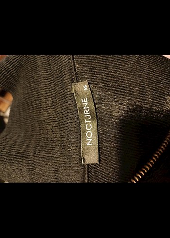 Nocturne Fermuarlı Siyah Yüksek Yakalı Kadın bluz - Görsel 2