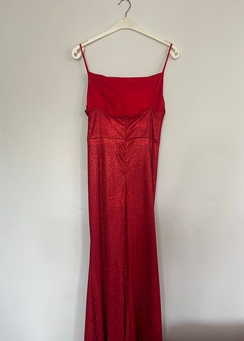 Kırmızı Uzun Drapeli Kadın Abiye - Görsel 3