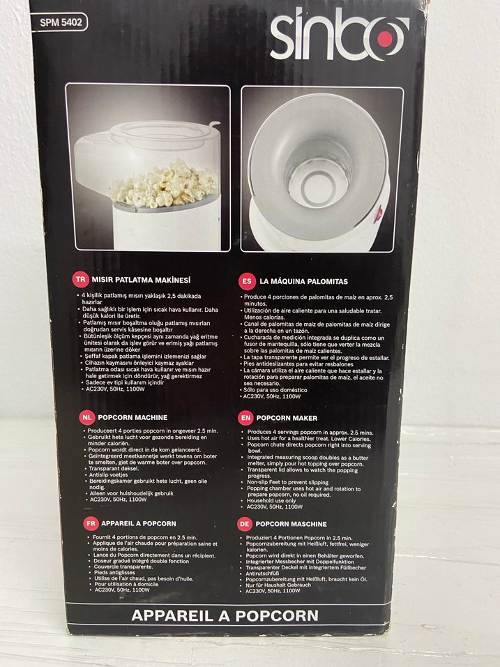 Sinbo SPM 5402 Elektrikli Mısır Patlatma Makinesi - Görsel 3