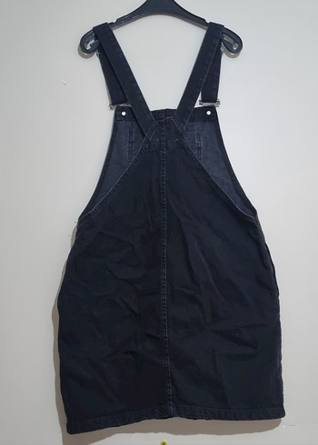 Siyah Kadın Denim Midi Askılı Elbise - Görsel 2