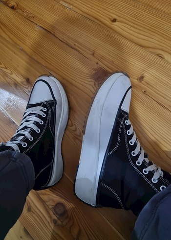 Siyah Kadın Dolgu Topuklu Spor Ayakkabı - Görsel 2