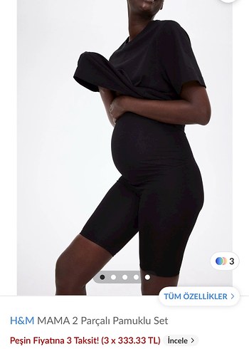 Siyah Fit Kesim Hamile Mini Şort Üst takım - Görsel 3