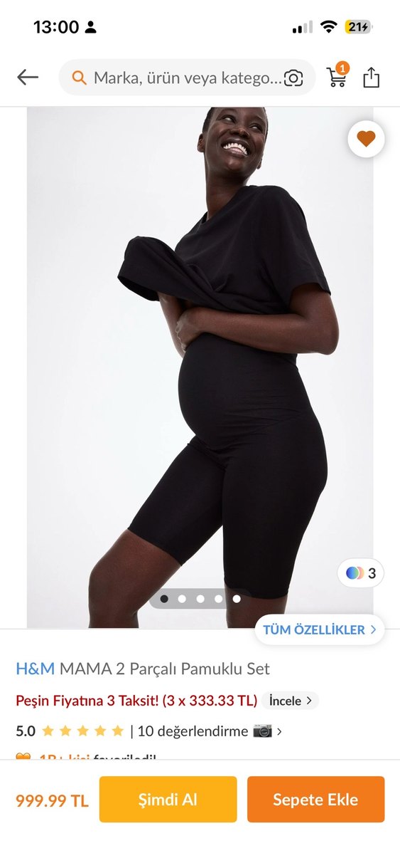 Siyah Fit Kesim Hamile Mini Şort Üst takım - Görsel 3