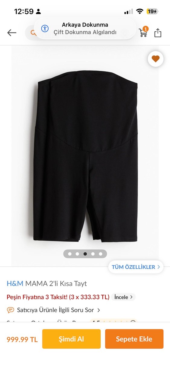 H&M MAMA 2'li Siyah kısa tayt - Görsel 2