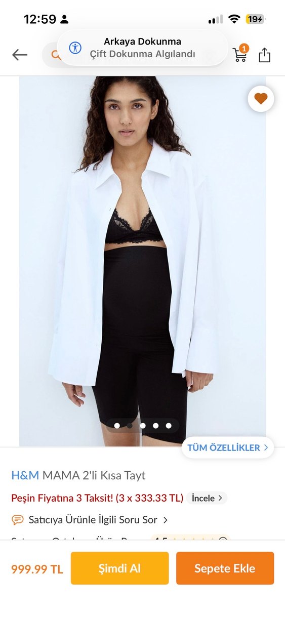 H&M MAMA 2'li Siyah kısa tayt - Görsel 3