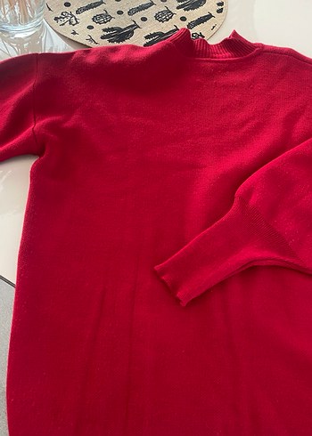 Kadın Kırmızı Uzun Pilili Triko Elbise - Görsel 5