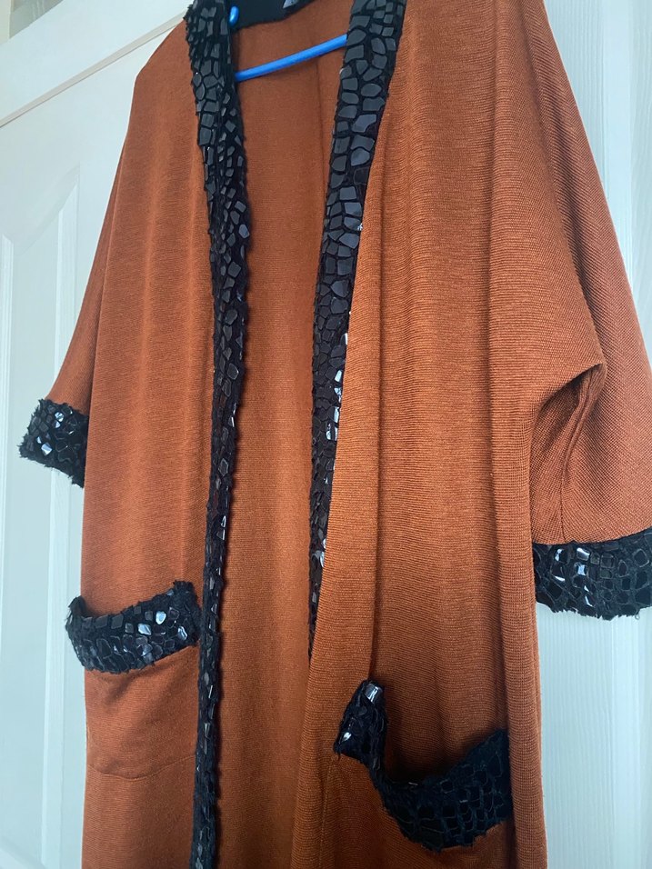 Uzun, bol kesim kahverengi bohem kadın sabahlık - Görsel 3