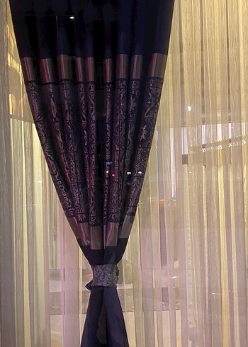 Lacivert Desenli Fon Perde - Görsel 2