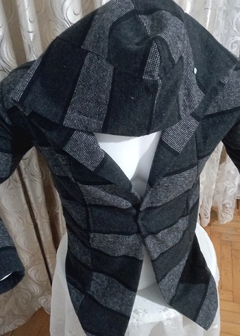 Gri Desenli Erkek Kapşonlu Manço Hırka - Görsel 2