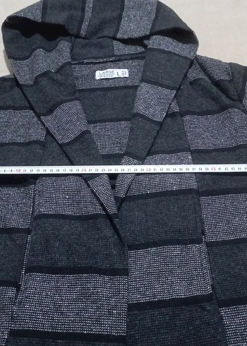 Gri Desenli Erkek Kapşonlu Manço Hırka - Görsel 11