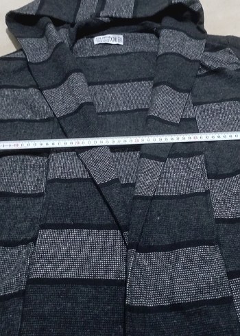 Gri Desenli Erkek Kapşonlu Manço Hırka - Görsel 13