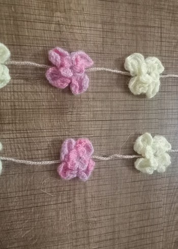 Nakışlı Örgü Çiçekli Çocuk Saç Bandı - Görsel 2