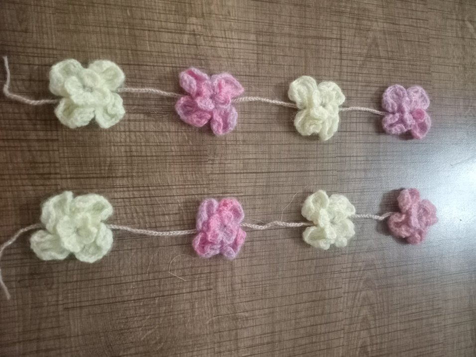 Nakışlı Örgü Çiçekli Çocuk Saç Bandı - Görsel 2