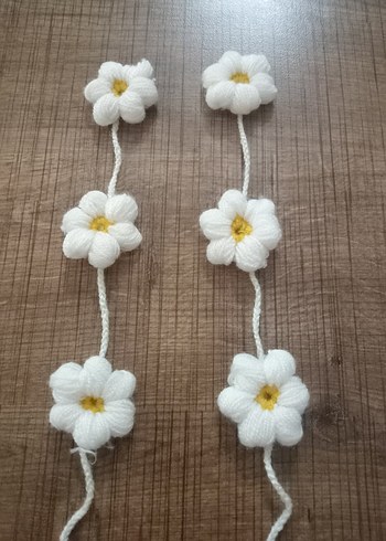 Nakışlı Örgü Çiçekli Beyaz Çocuk Saç Aksesuarı - Görsel 3