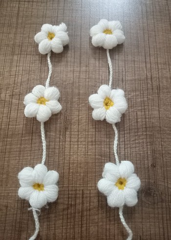 Nakışlı Örgü Çiçekli Beyaz Çocuk Saç Aksesuarı - Görsel 2