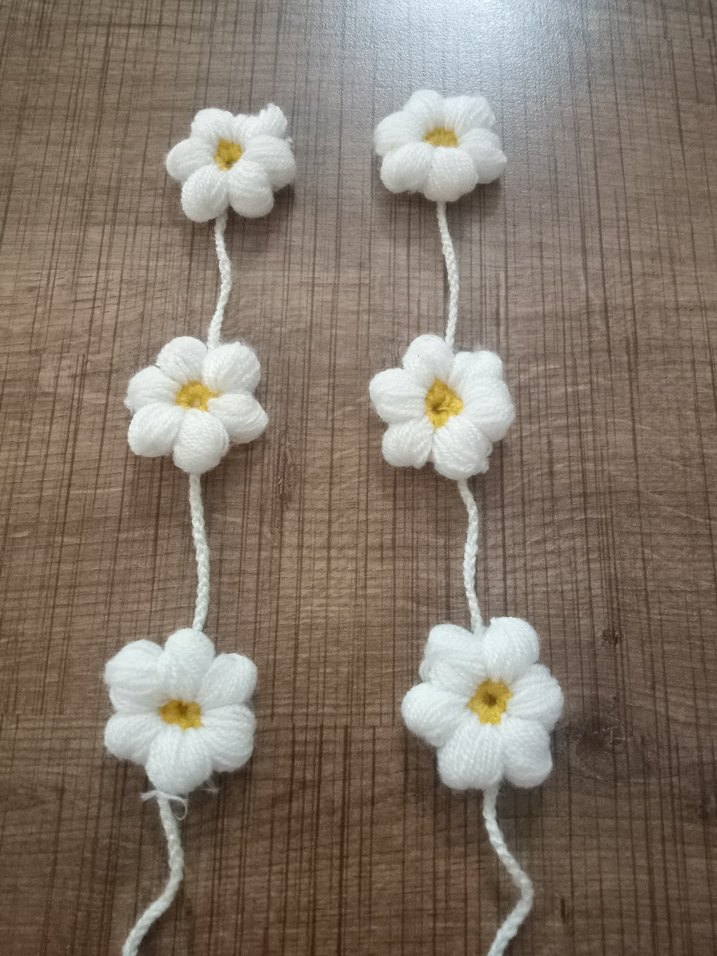 Nakışlı Örgü Çiçekli Beyaz Çocuk Saç Aksesuarı - Görsel 3