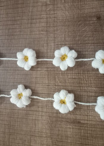 Elastik Beyaz Nakışlı Çiçekli Saç Bandı - Görsel 2