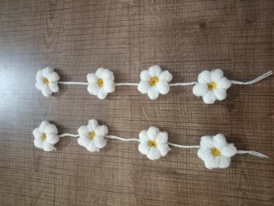 Elastik Beyaz Nakışlı Çiçekli Saç Bandı - Görsel 2