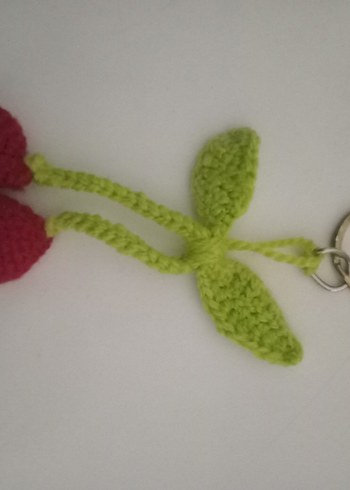 Renkli Örgü Kiraz Anahtarlık - Görsel 5