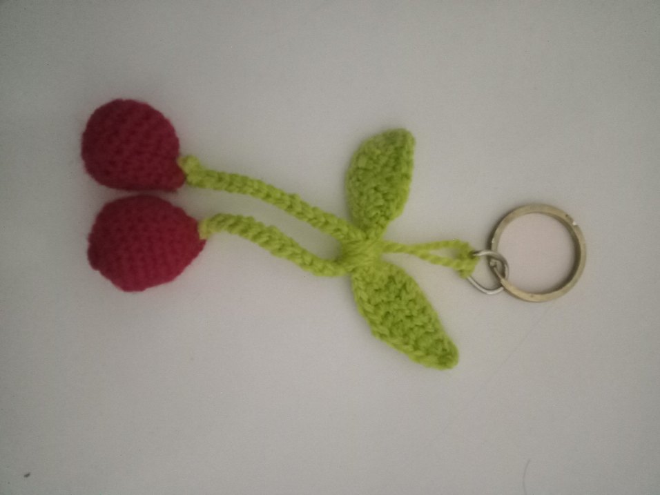 Renkli Örgü Kiraz Anahtarlık - Görsel 5